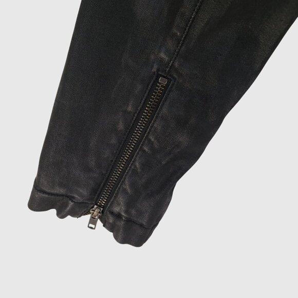 Hidden Jeans Cropped Black Faux Leather Moto Jacket Womens L - Picture 6 of 13